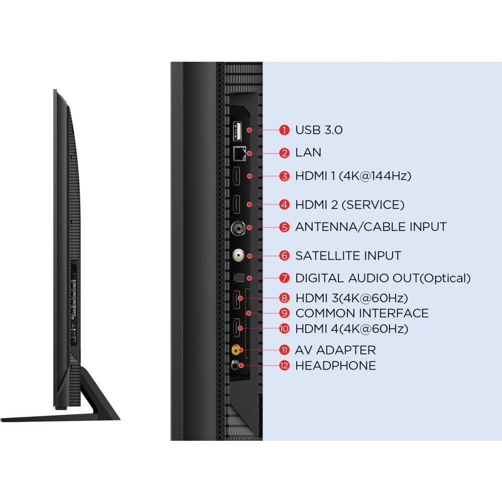 TCL 50C805K C805 50" Smart QD - Mini LED 4K Television, 4K Ultra HD, Black, G Rated | Atlantic Electrics - 42731132453087 