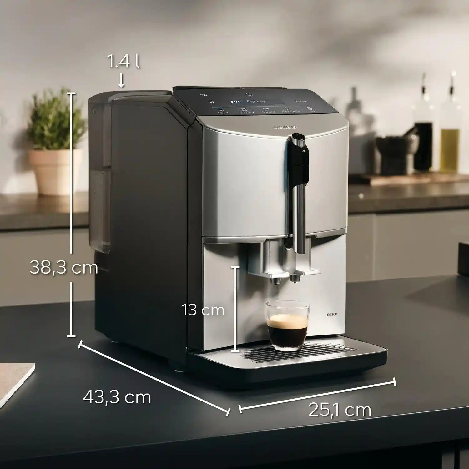 Siemens TF303G07 Bean to Cup Fully Automatic Freestanding Coffee Machine, Inox Silver Metallic