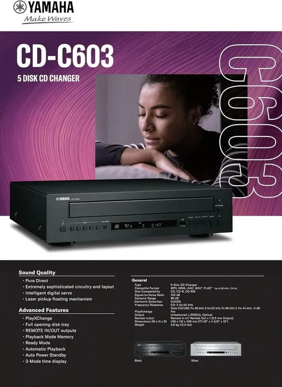 Yamaha CDC603 Multidisc 5 Disc CD Changer, Black | Atlantic Electrics - 42388676804831 