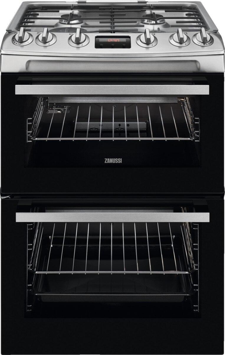 Zanussi ZCG63260XE Gas Cooker with Double Oven, Stainless Steel, A Rated | Atlantic Electrics - 42724275716319 