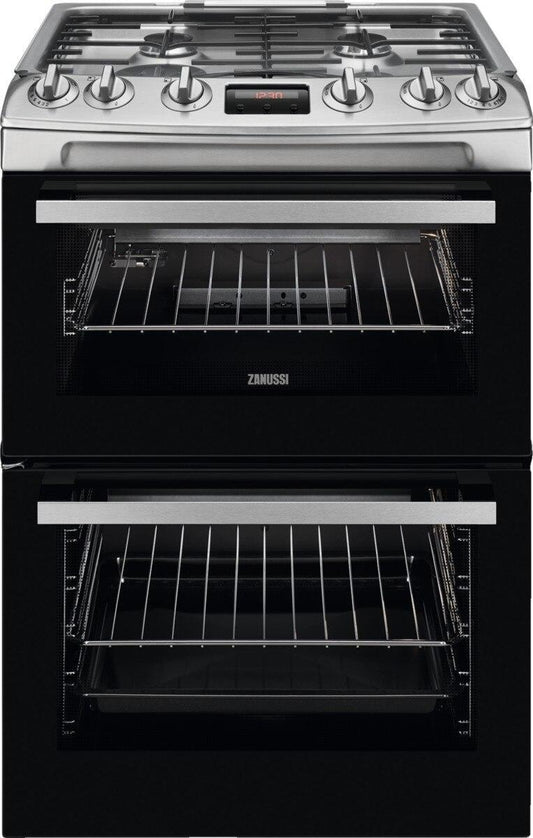 Zanussi ZCG63260XE Gas Cooker with Double Oven, Stainless Steel, A Rated | Atlantic Electrics