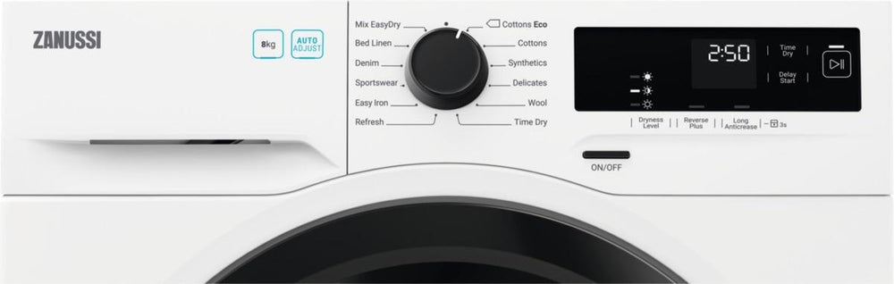 Zanussi ZDH87A2DG Heat Pump Tumble Dryer, 8kg, White, A++ Rated | Atlantic Electrics - 42724284956895 