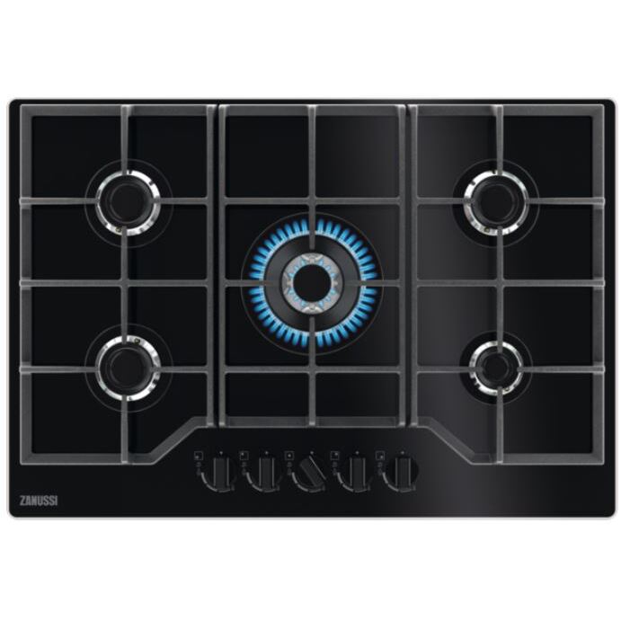 Zanussi ZGGN755K 5 Burner Gas Hob, Black Frameless | Atlantic Electrics - 42724289183967 