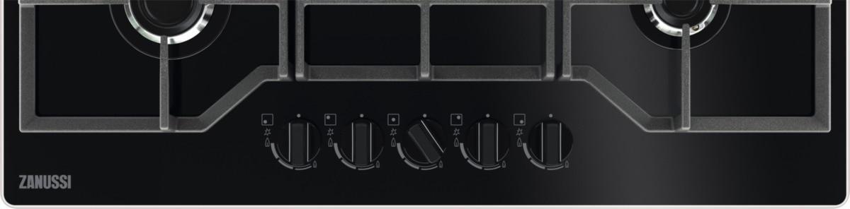 Zanussi ZGGN755K 5 Burner Gas Hob, Black Frameless | Atlantic Electrics