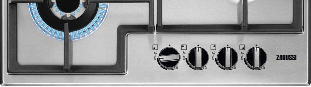 Zanussi ZGNN645X 4 Burner Gas Hob, Stainless Steel | Atlantic Electrics - 42724290396383 