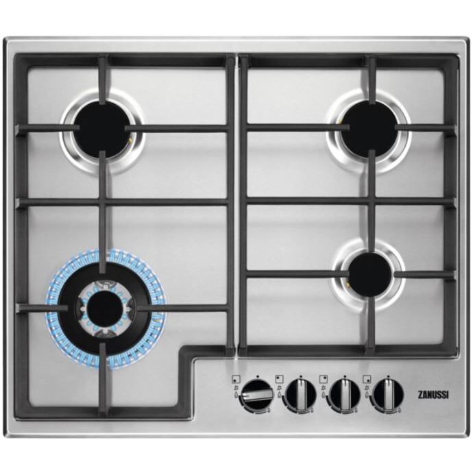 Zanussi ZGNN645X 4 Burner Gas Hob, Stainless Steel | Atlantic Electrics