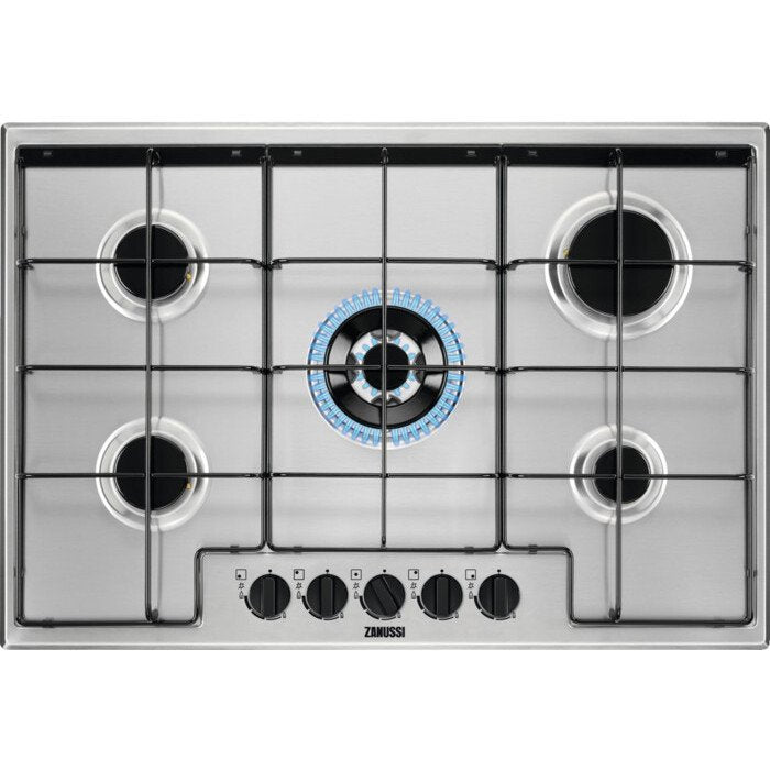 Zanussi ZGNN752X 5 Burner Gas Hob, Stainless Steel | Atlantic Electrics - 42724291936479 
