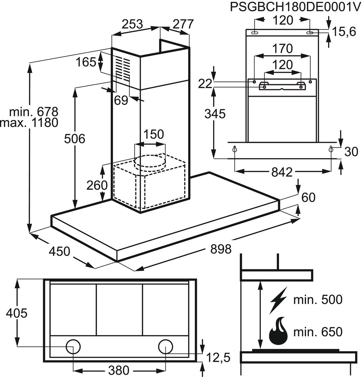 Zanussi ZHB92670XA 90cm Chimney Cooker Hood, Stainless Steel, C Rated | Atlantic Electrics