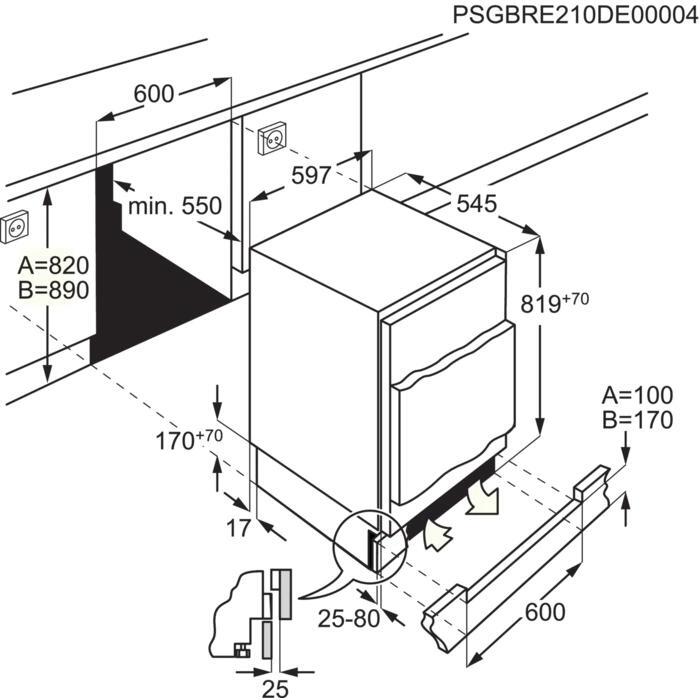 Zanussi ZXAE82FR Built-Under Larder Fridge - 41333136392415 
