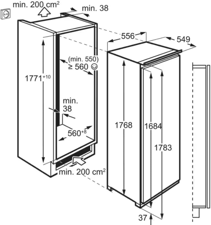 AEG ABK818E6NC Built In Upright Freezer Frost Free - Fully Integrated | Atlantic Electrics - 41087759581407 