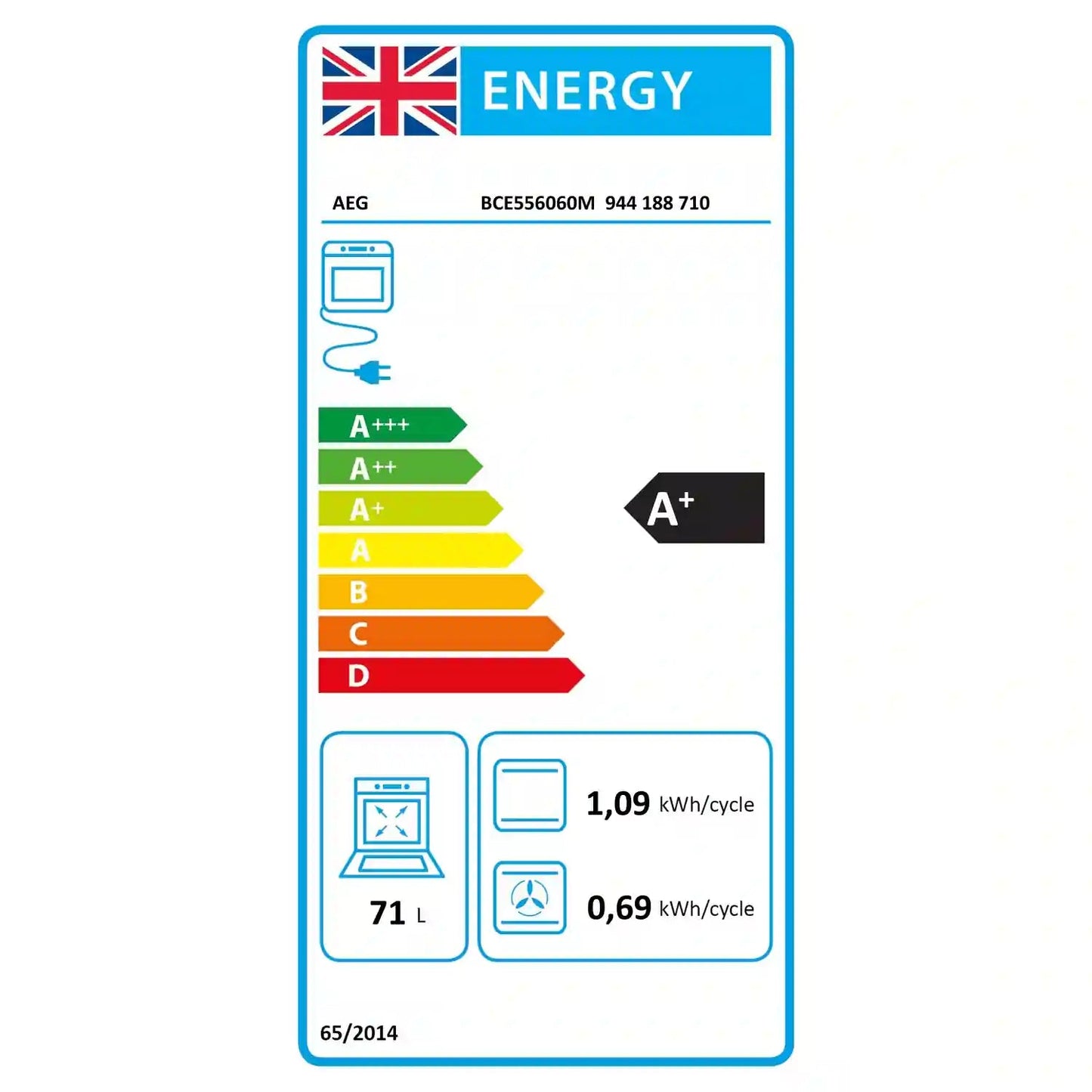 AEG BCE556060M Built In Single Oven Electric - Stainless Steel | Atlantic Electrics