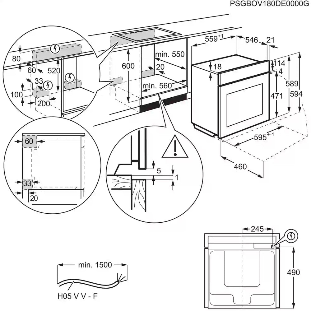 AEG BCE556060M Built In Single Oven Electric - Stainless Steel | Atlantic Electrics - 40157484089567 