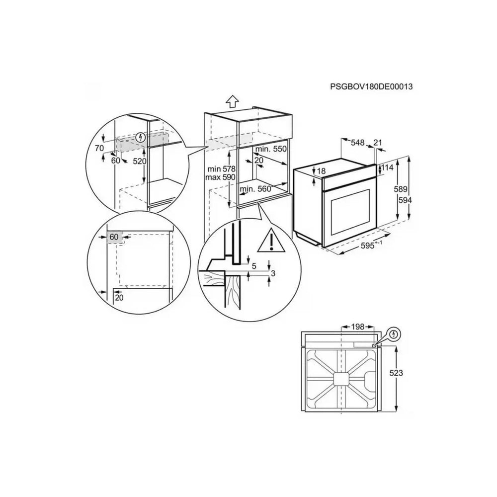 AEG BPS355061M Built In Single Oven Electric - Stainless Steel | Atlantic Electrics - 40934979371231 
