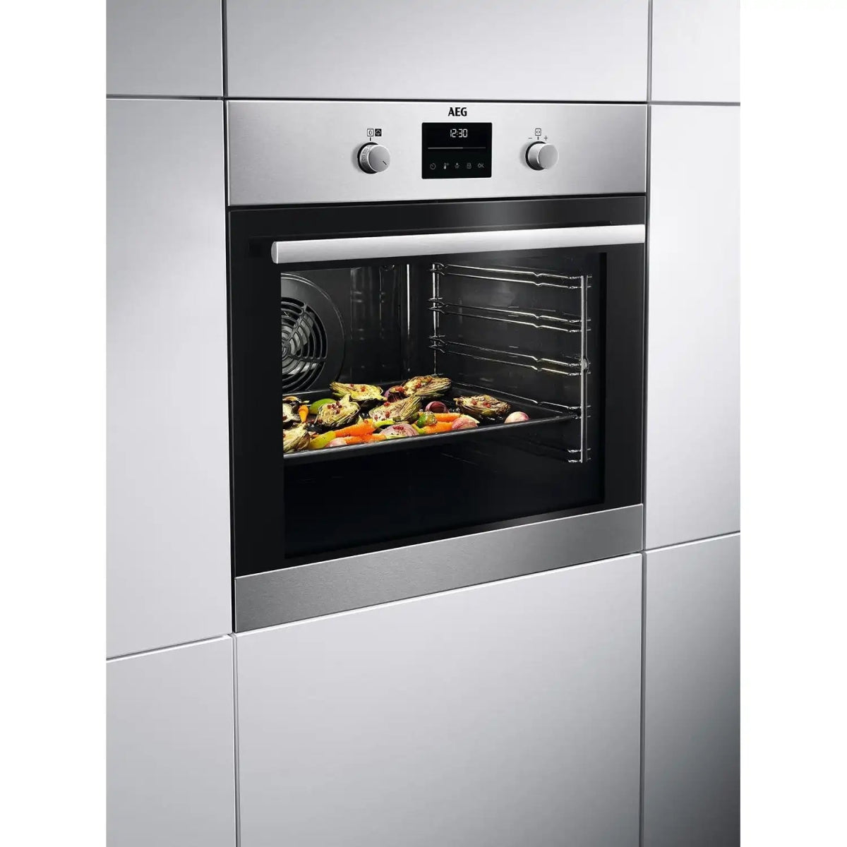 AEG BPS355061M Pyrolytic Self Cleaning Electric Single Oven - Stainless Steel - Atlantic Electrics