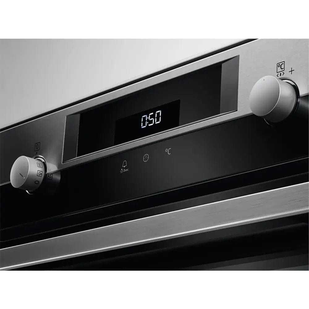 AEG BPS555020M 6000 Series 71 Litre Built In Electric Single Oven, SteamBake with Pyrolytic Cleaning, 59.5cm Wide - Stainless Steel with AntiFingerPrint Coating - Atlantic Electrics - 39477714649311 