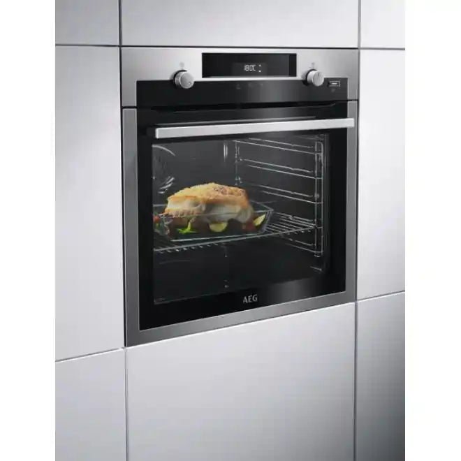 AEG BPS556020M Built In Electric Self Cleaning Single Oven with Steam Function - Stainless Steel - Atlantic Electrics
