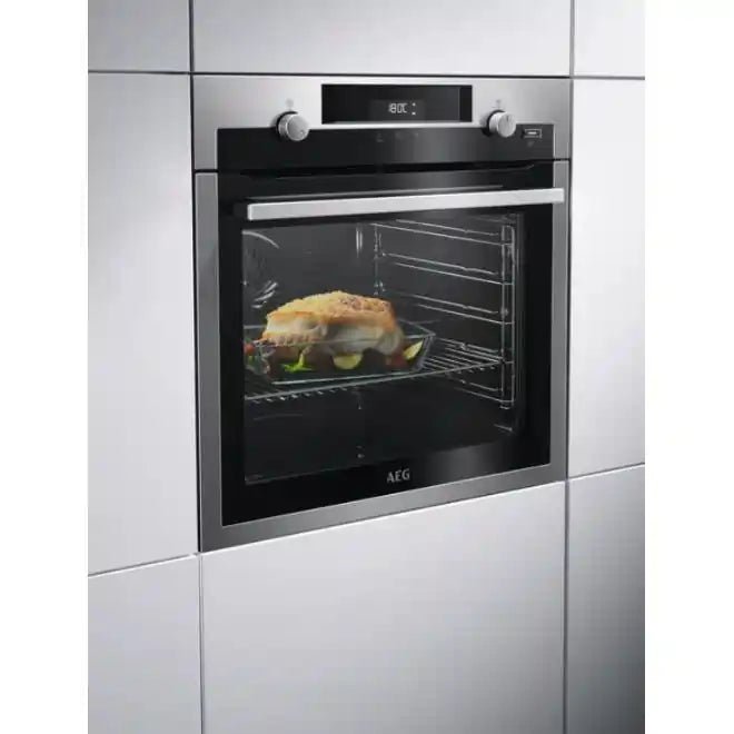 AEG BPS556020M Built In Electric Self Cleaning Single Oven with Steam Function - Stainless Steel | Atlantic Electrics