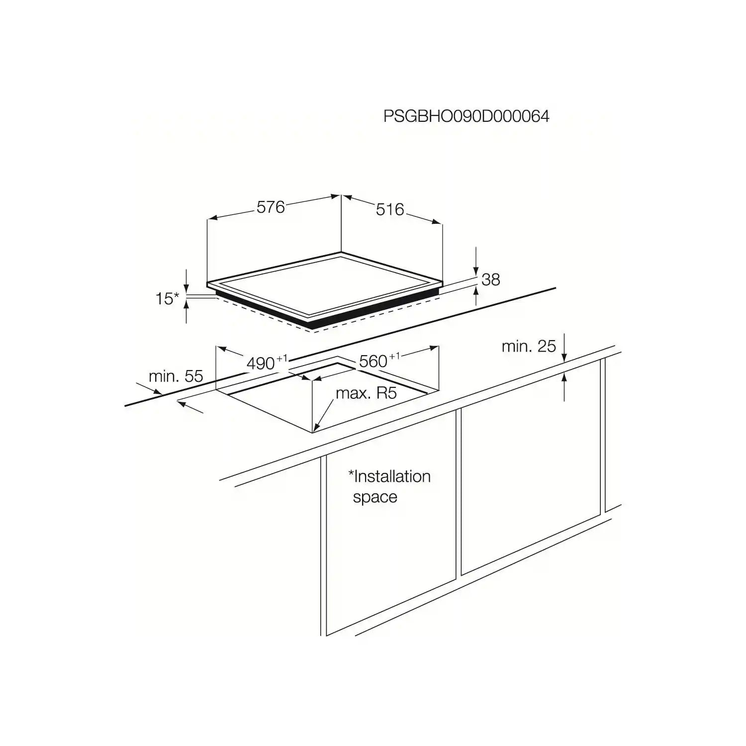 AEG HK634060XB Ceramic Hob - Stainless Steel | Atlantic Electrics