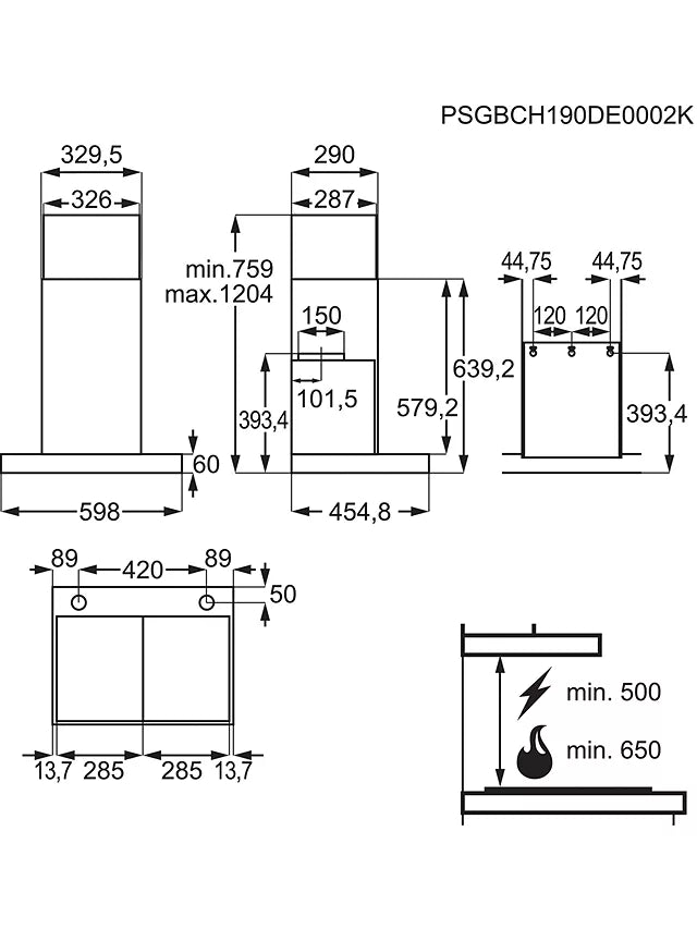 AEG DBE5661HG Chimney Hood - Stainless Steel | Atlantic Electrics
