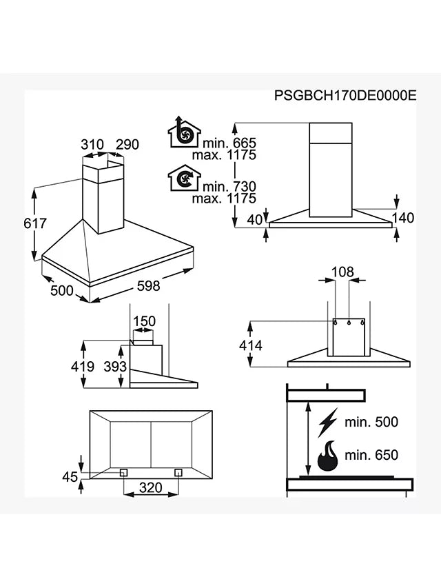 AEG DKB5660HM Chimney Hood - Stainless Steel | Atlantic Electrics - 41048147853535 