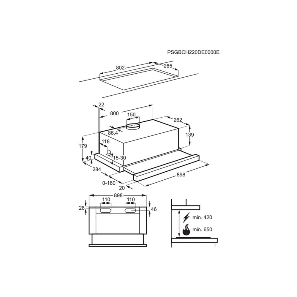 AEG DPB3932S Telescopic Hood - Silver | Atlantic Electrics - 40917127856351 