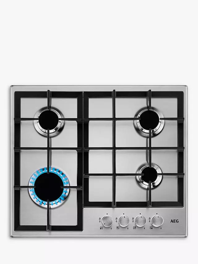 AEG HGB64200SM 60cm Gas Hob - Stainless Steel | Atlantic Electrics - 41130171236575 