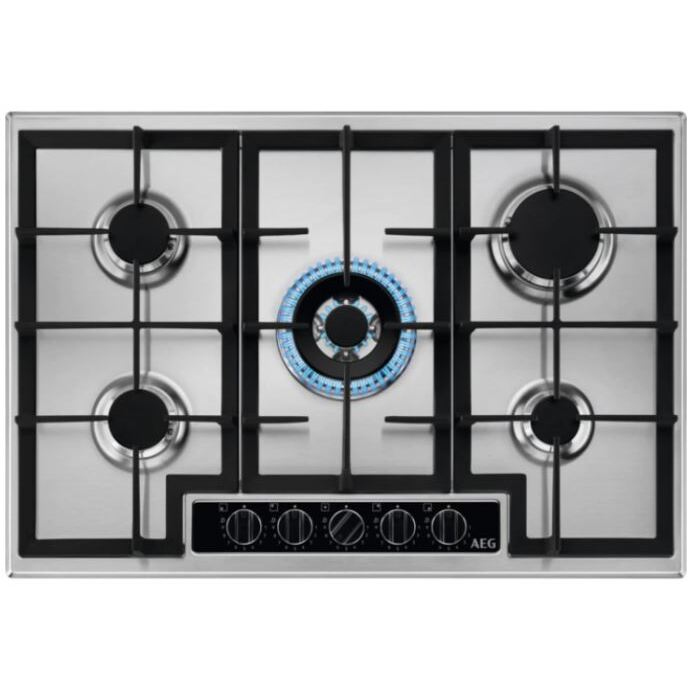 AEG HGB75420YM 75 cm Gas Hob - Stainless Steel | Atlantic Electrics - 41215786123487 