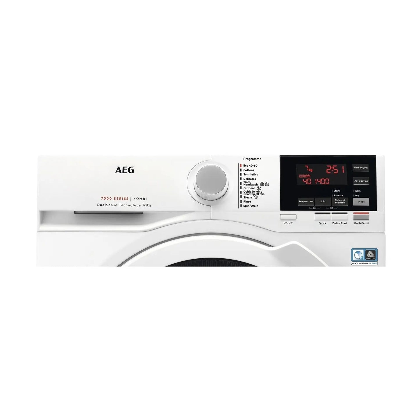 AEG L7WBG751R Freestanding Washer Dryer 7kg/5kg Load 1400rpm - White | Atlantic Electrics