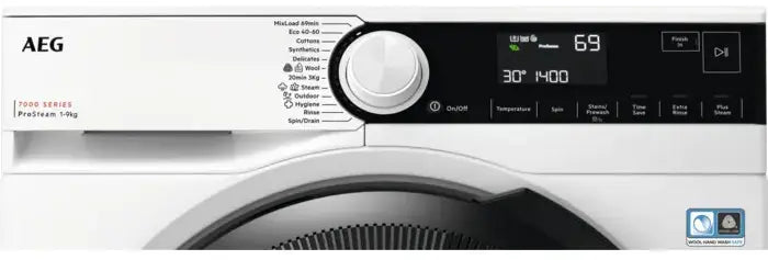 AEG ProSteam LFR73944B 9Kg Washing Machine with 1400 rpm - White - A Rated - Atlantic Electrics - 39529374744799 