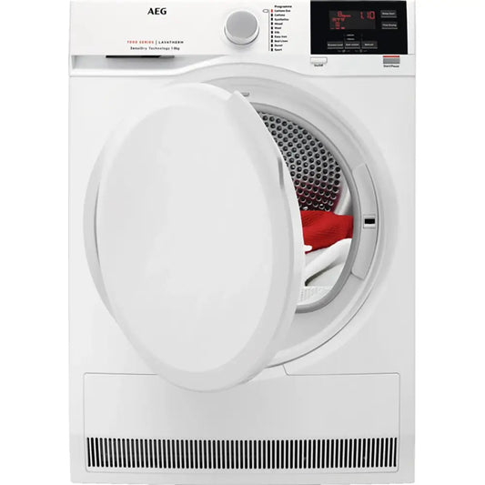 AEG T7DBG840N 7000 Series 8KG Freestanding Heat Pump Tumble Dryer, SensiDry®, 59.6cm Wide - White | Atlantic Electrics
