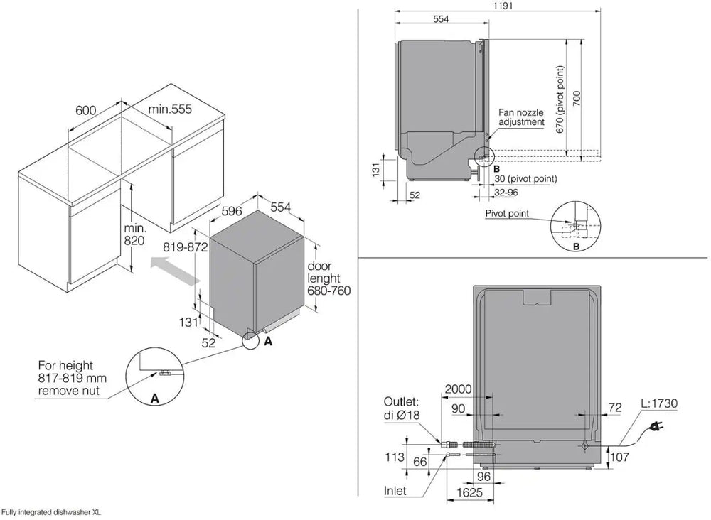 Asko DFI746MU-UK 60 CM Fully Integrated Dishwasher 14 Place Settings | Atlantic Electrics - 40336186933471 