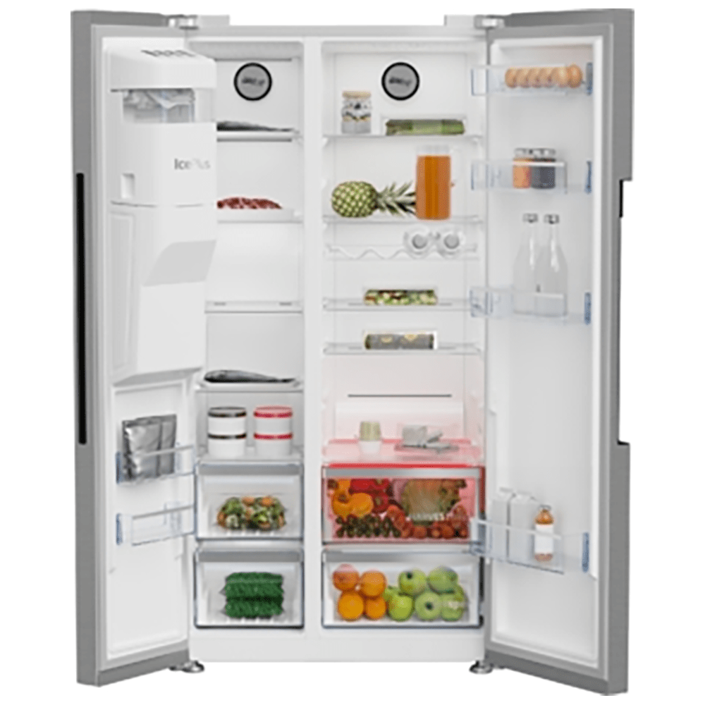 Beko ASP33B32VPS 571 Litre Freestanding American Style Fridge Freezer, Plumbed Water Ice Dispenser, 91cm Wide- Stainless Steel Effect | Atlantic Electrics - 39477729362143 