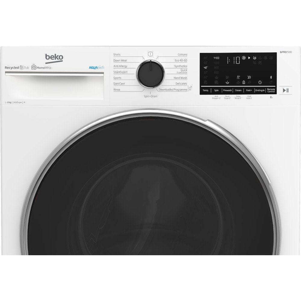 Beko B5W58410AW 8kg 1400 Spin Washing Machine - White - Atlantic Electrics - 39477728280799 