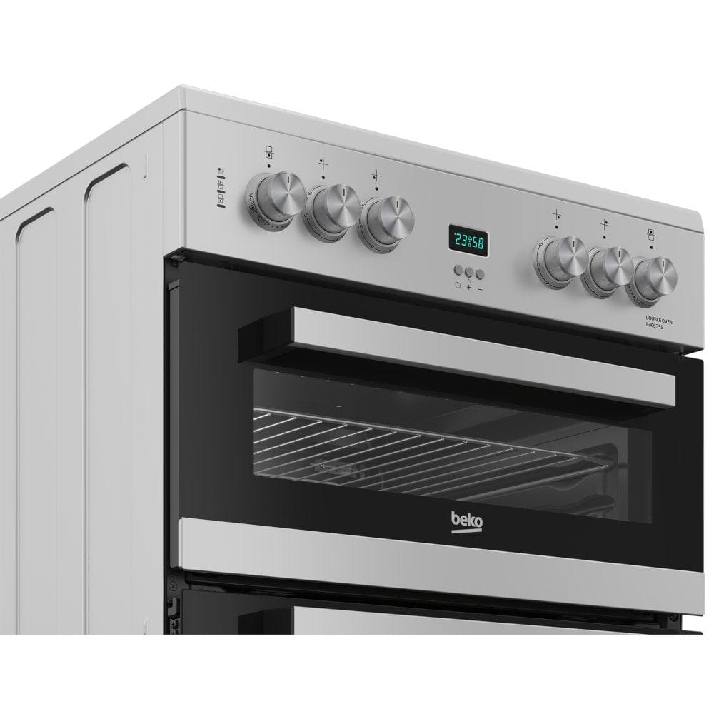 Beko EDC633S 60cm Electric Double Oven with Ceramic Hob - Silver | Atlantic Electrics - 39477731754207 