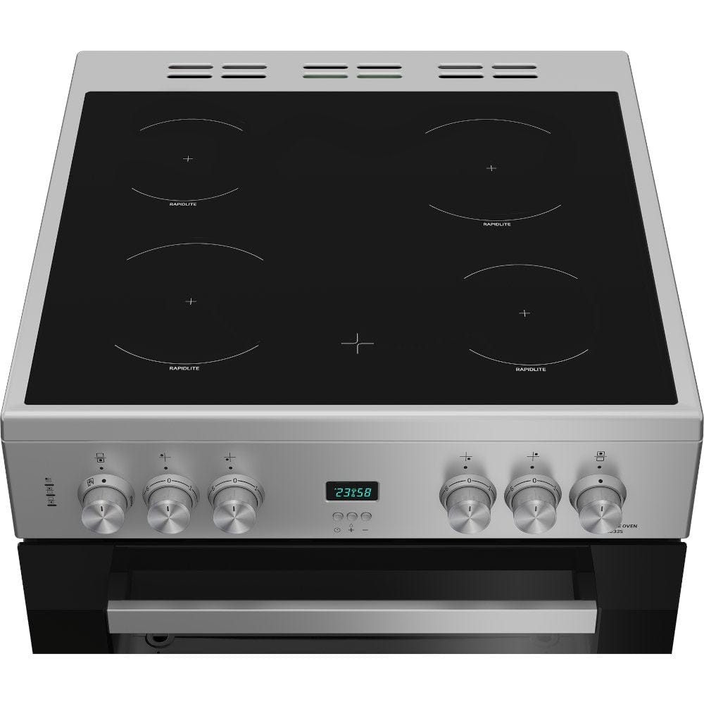 Beko EDC633S 60cm Electric Double Oven with Ceramic Hob - Silver | Atlantic Electrics - 39477731819743 