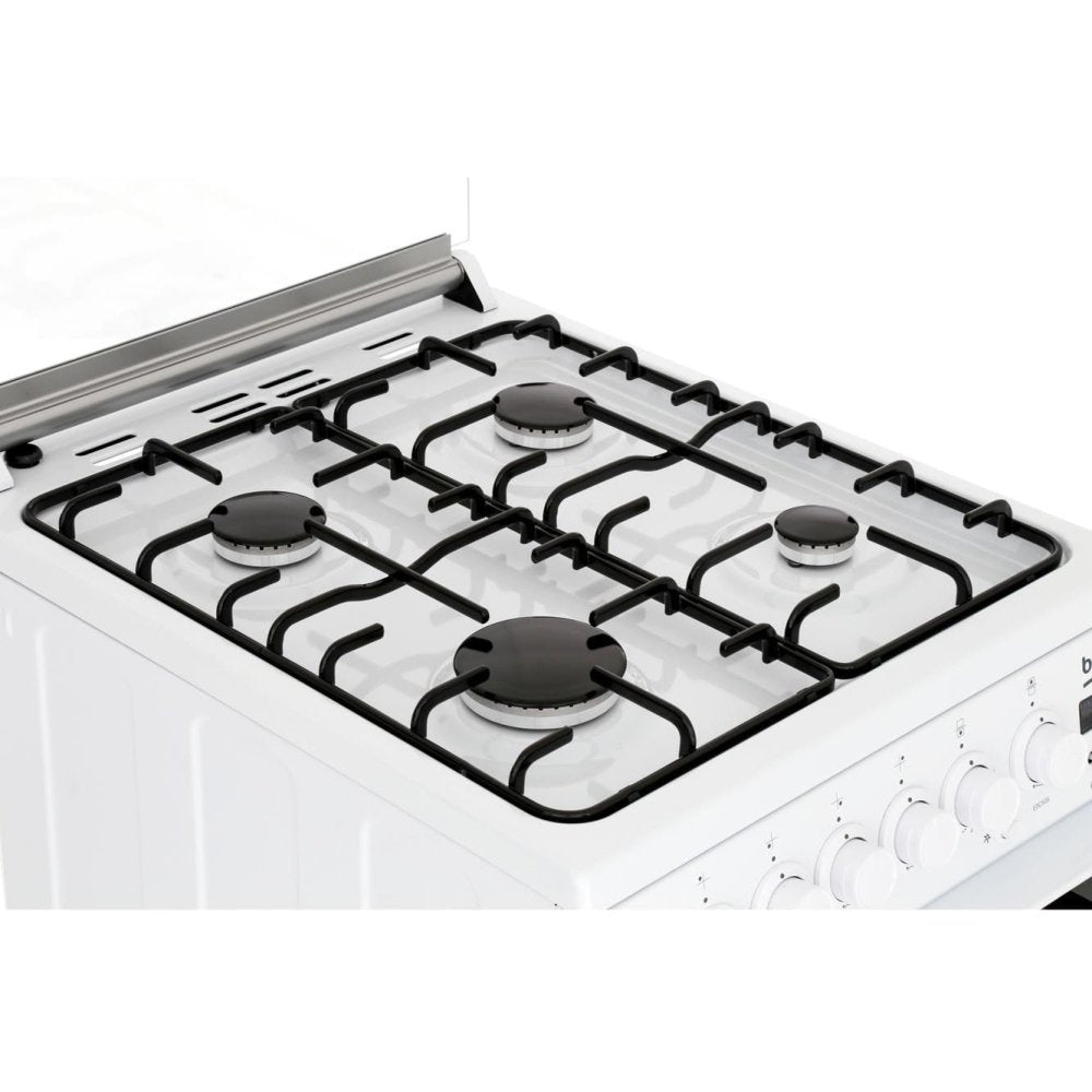 Beko EDG506W 50cm Twin Cavity Gas Cooker with Glass Lid White - Atlantic Electrics - 39477738701023 
