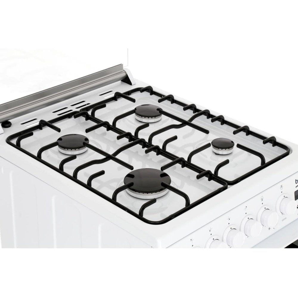 Beko EDG506W 50cm Twin Cavity Gas Cooker with Glass Lid White | Atlantic Electrics