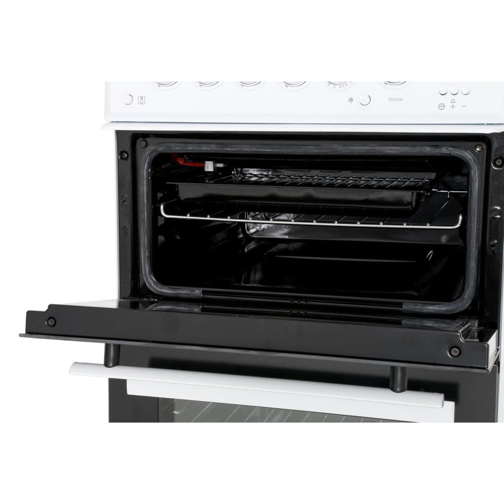 Beko EDG506W 50cm Twin Cavity Gas Cooker with Glass Lid White | Atlantic Electrics - 39477738504415 