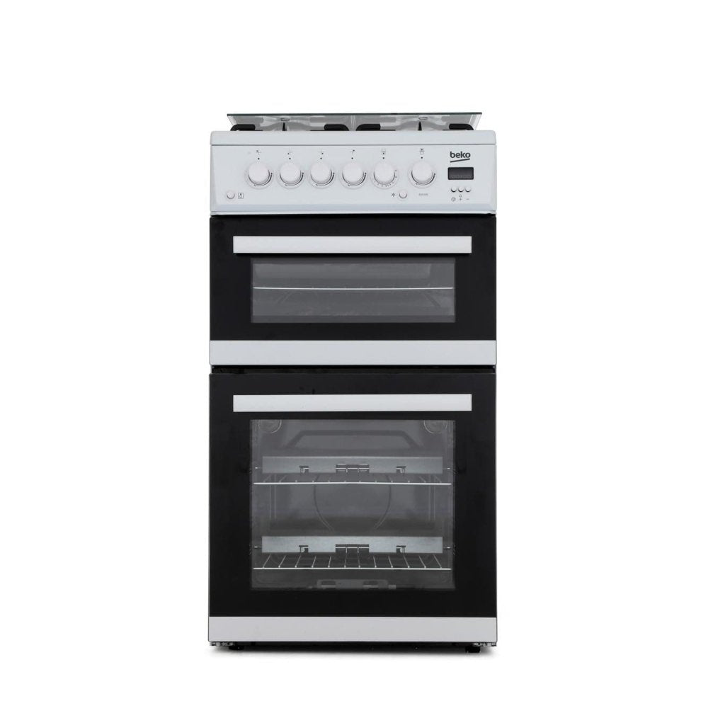 Beko EDG506W 50cm Twin Cavity Gas Cooker with Glass Lid White | Atlantic Electrics - 39477738602719 