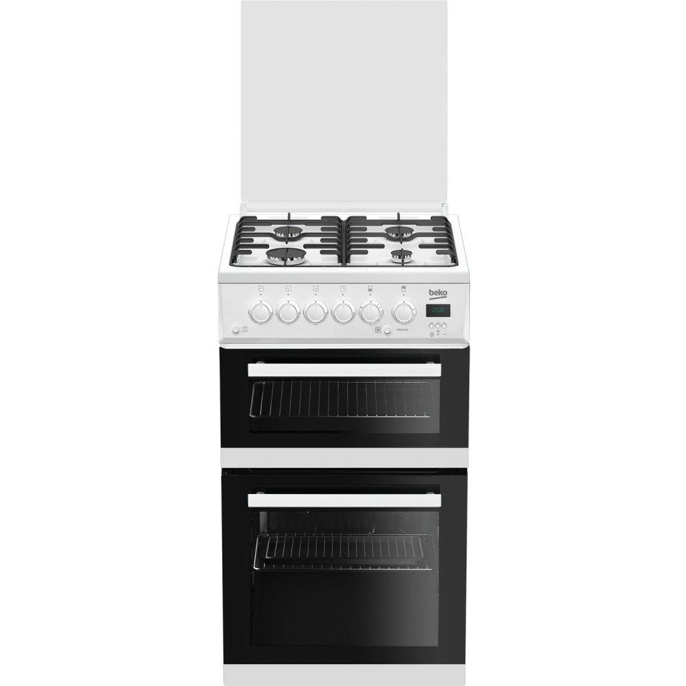 Beko EDG506W 50cm Twin Cavity Gas Cooker with Glass Lid White | Atlantic Electrics