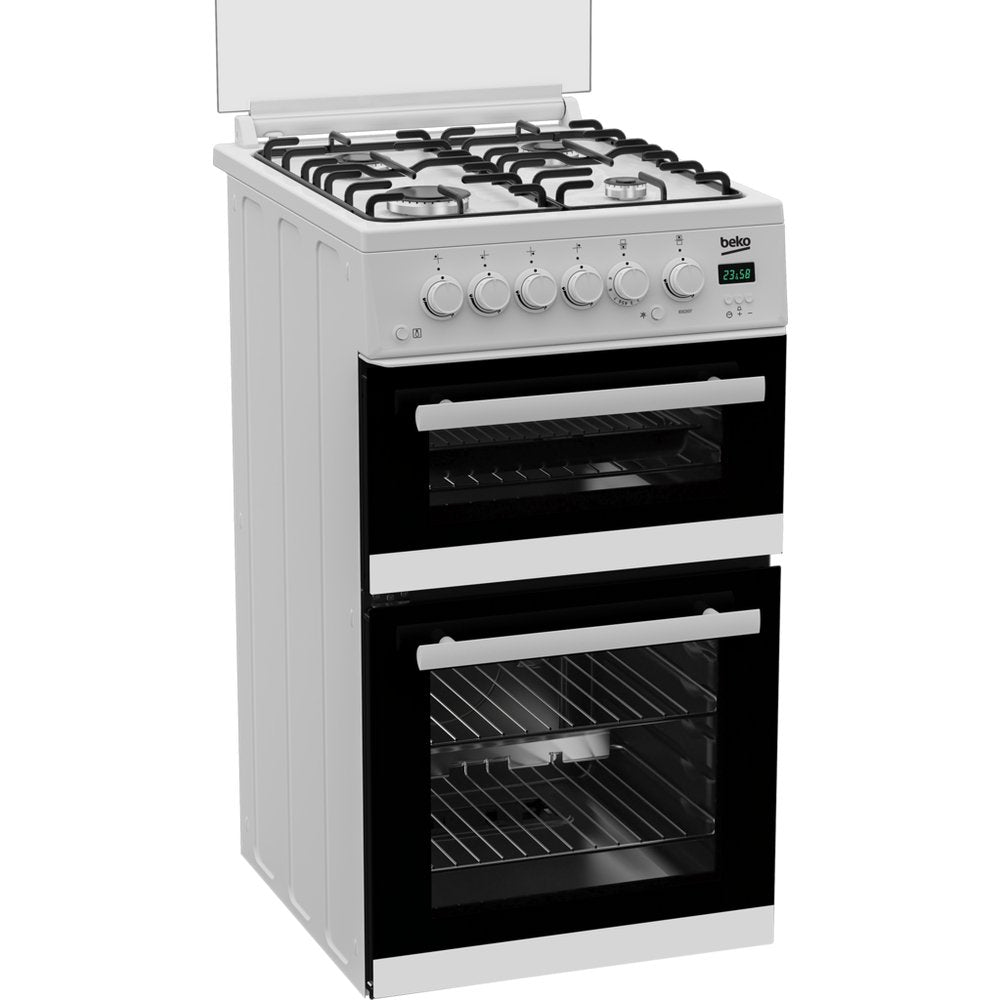 Beko EDG507W Gas Cooker with Double Oven - White | Atlantic Electrics - 40157492936927 