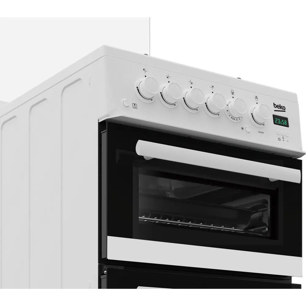 Beko EDG507W Gas Cooker with Double Oven - White | Atlantic Electrics - 40452082139359 