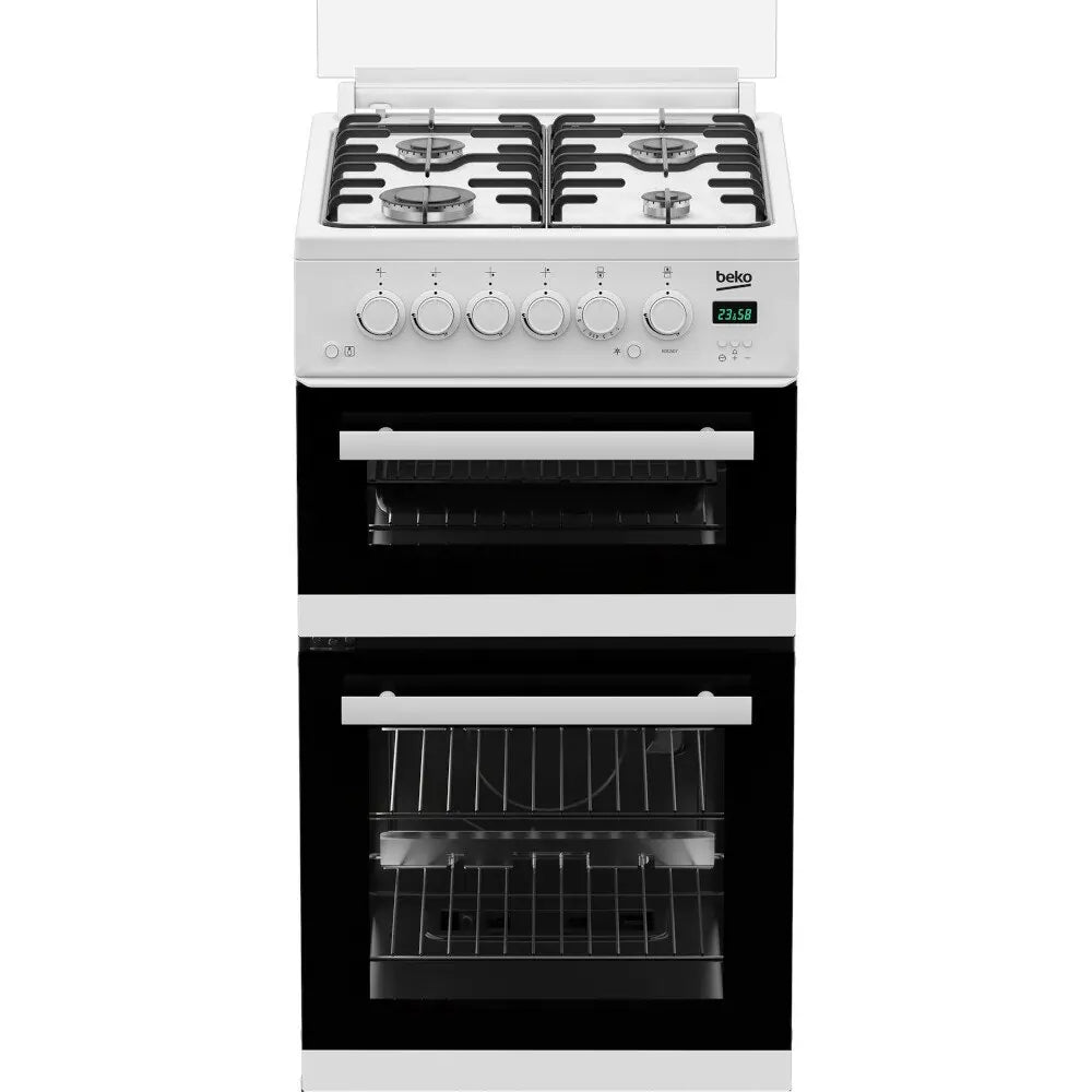Beko EDG507W Gas Cooker with Double Oven - White | Atlantic Electrics - 40452082073823 