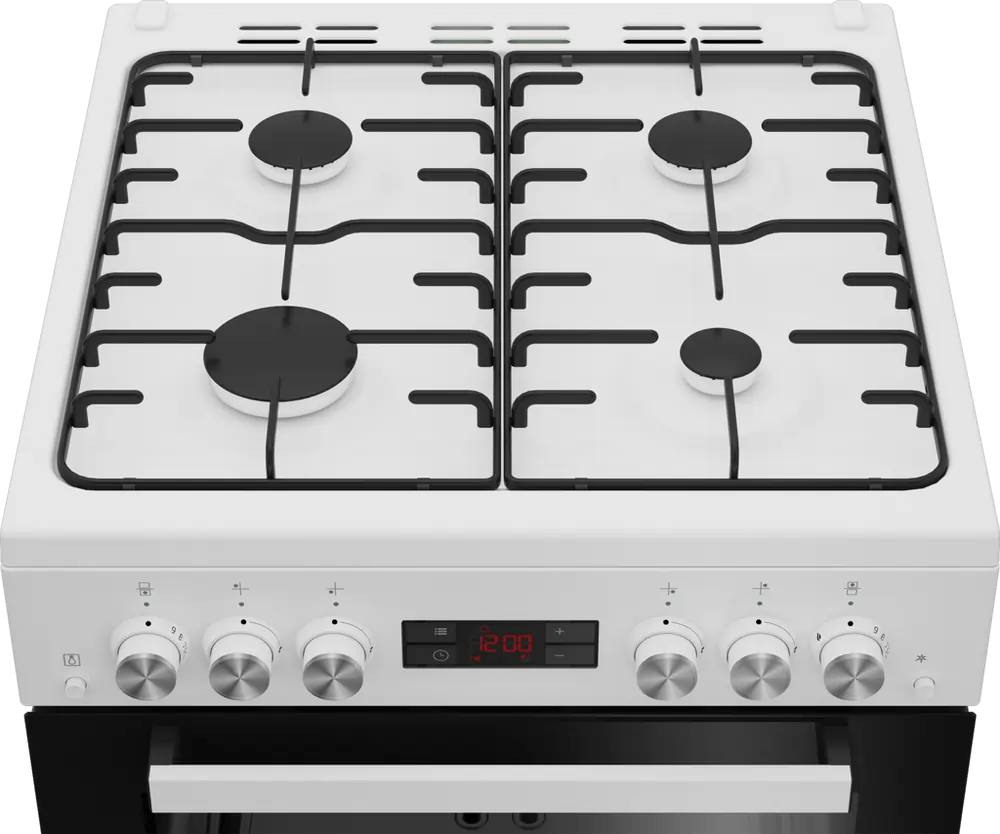 Beko EDG634W 60cm Double Oven Gas Cooker with Gas Hob - White | Atlantic Electrics - 40452081909983 