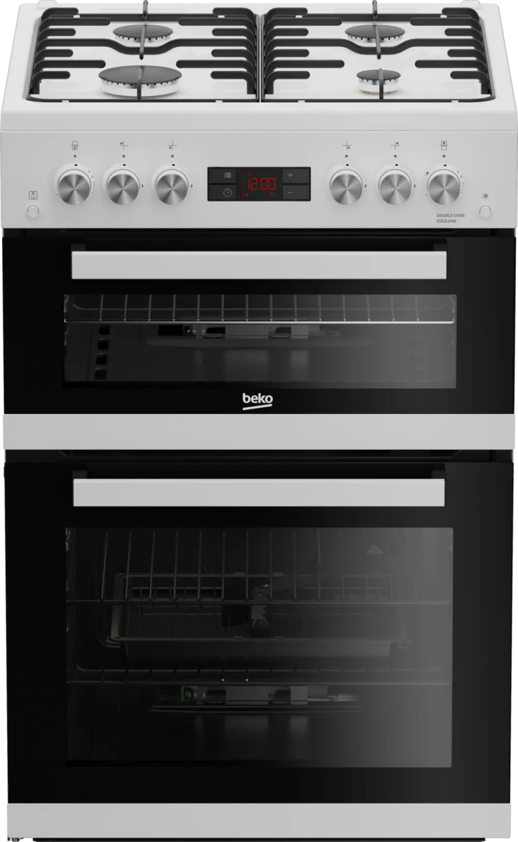 Beko EDG634W 60cm Double Oven Gas Cooker with Gas Hob - White | Atlantic Electrics - 40452081877215 