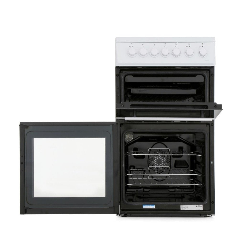 Beko EDVC503W 50cm Double Oven Electric Cooker - White | Atlantic Electrics - 39477736407263 