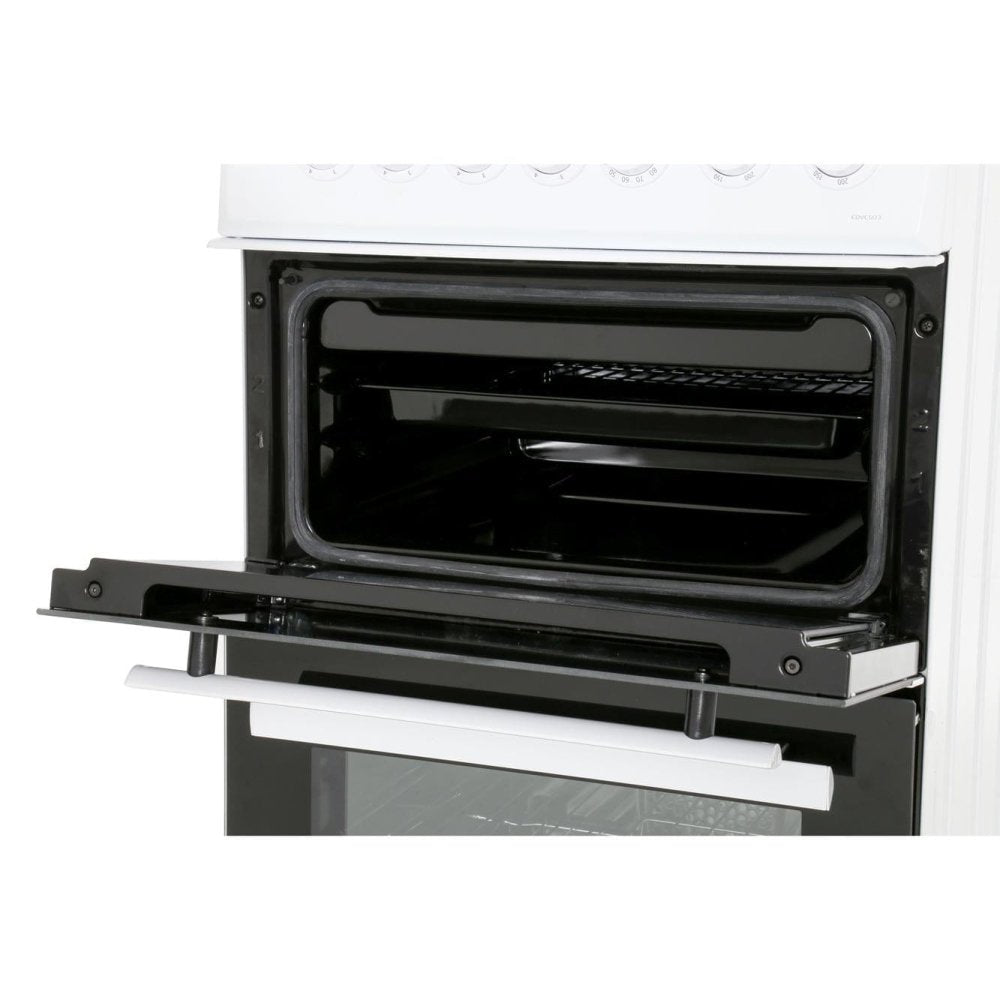 Beko EDVC503W 50cm Double Oven Electric Cooker - White | Atlantic Electrics