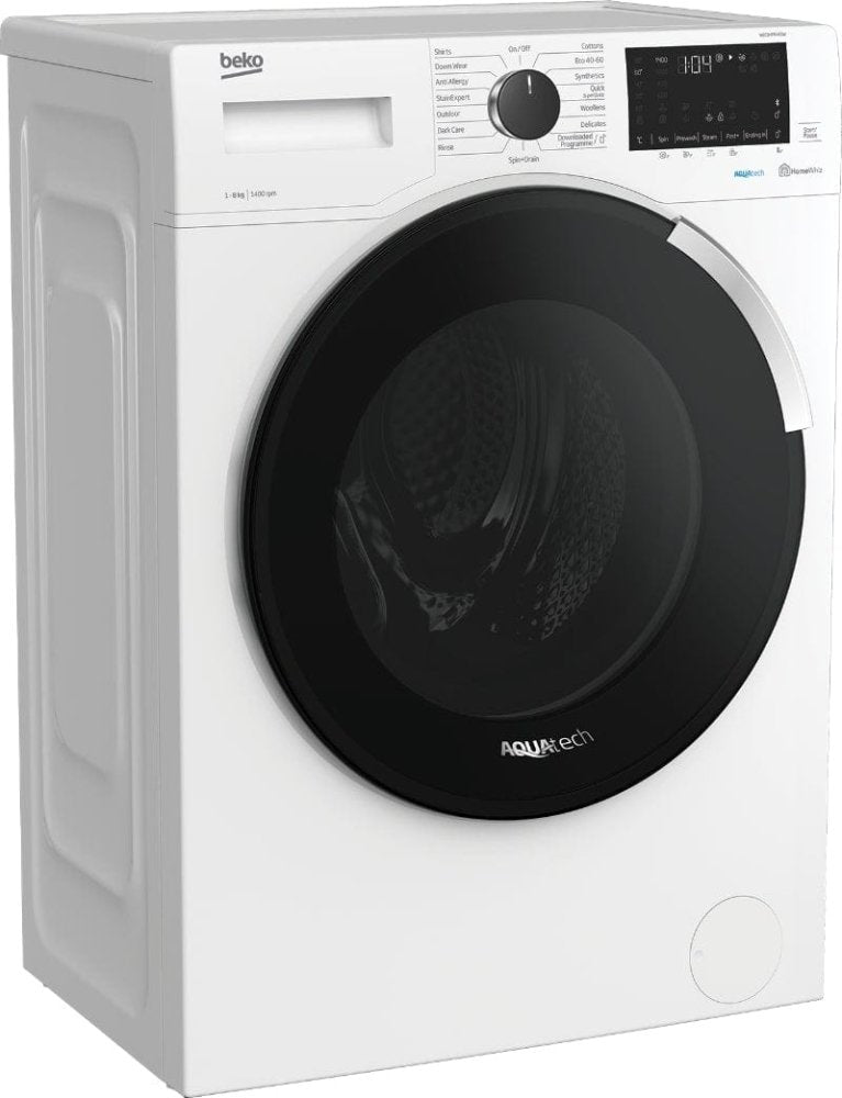 Beko WEC84P64E2W 8kg 1400 Spin Washing Machine with AquaTech - White - Atlantic Electrics - 39477735751903 