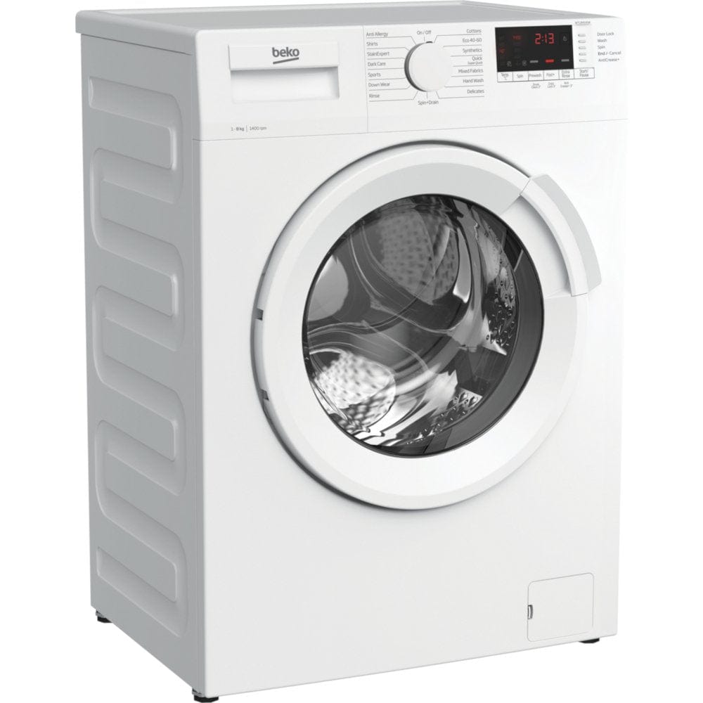 Beko WTL84141W 8kg 1400 Spin Washing Machine with Fast Wash - White | Atlantic Electrics - 39477736734943 