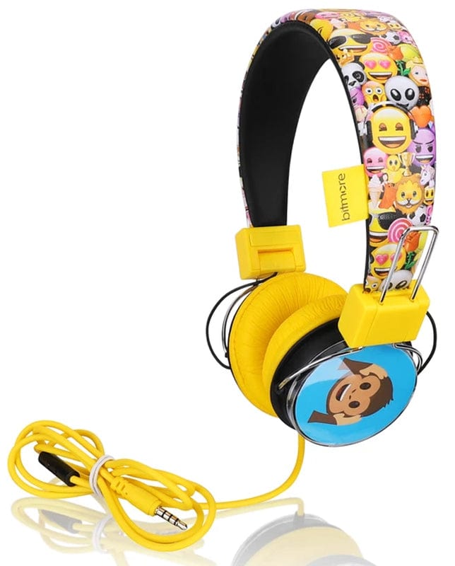 Bitmore MoMoji BM-0EMO Kids Foldable Wired Headphones with Built-in Mic and Changeable Emoji Mood Cards - Atlantic Electrics
